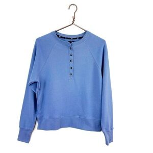 Gap Womens Size XS Blue Henley Crewneck Sweatshirt New